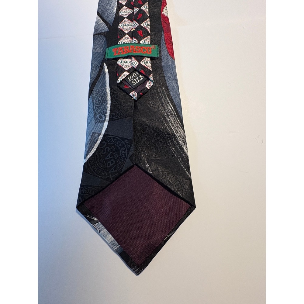 Tabasco McIlhenny Co Mens Silk Hockey Player Graphic Necktie Red Green Grey Tie
